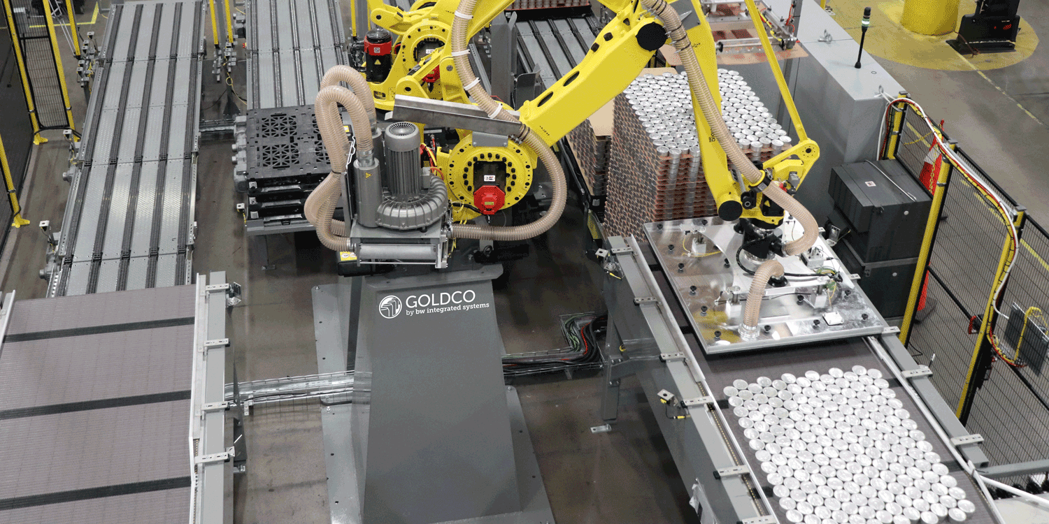 Goldco Robotic Bulk Depalletizer - Pet Food Cans